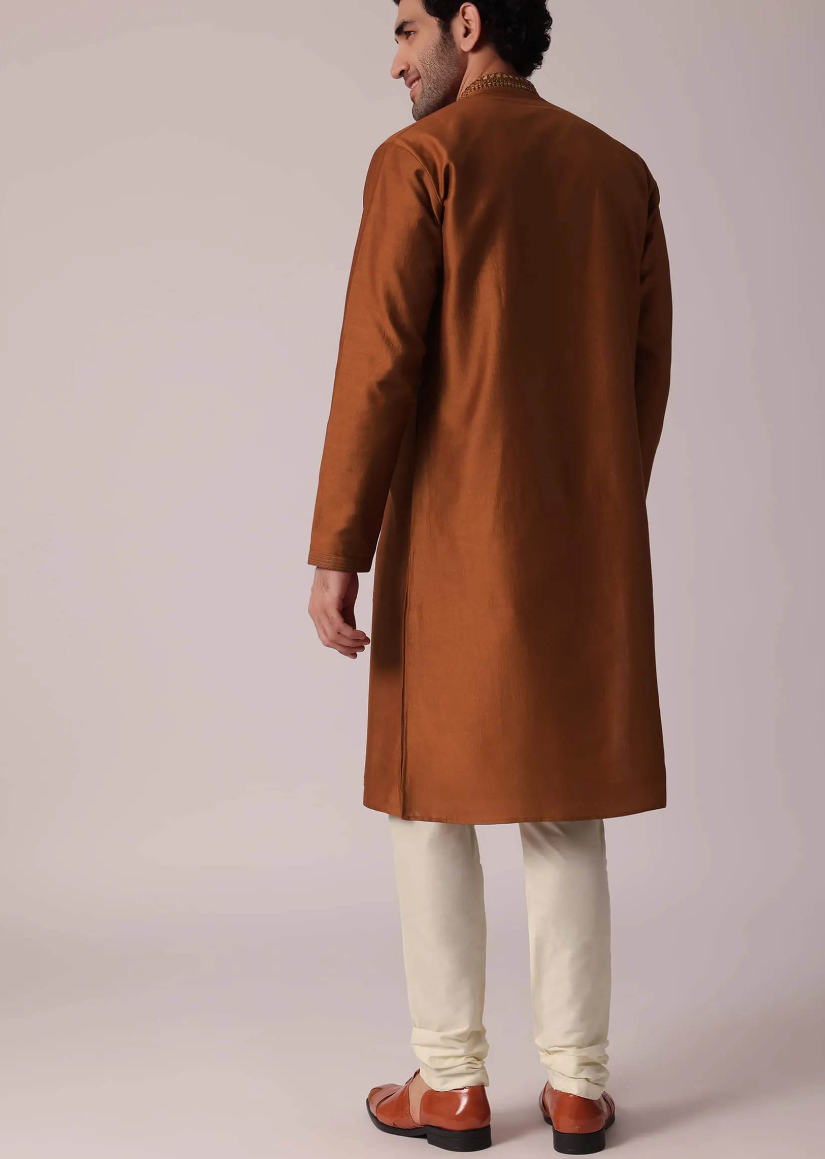 Stylish Festive Orange Kurta Set For Men