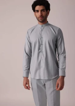 Stylish Grey Short Kurta With Embroidered Matching Bandi