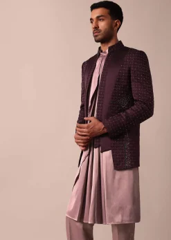 Stylish Purple Indowestern For Men