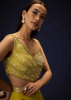 Sunglow Mustard Hand Embroidered Double Layer Frill Jumpsuit