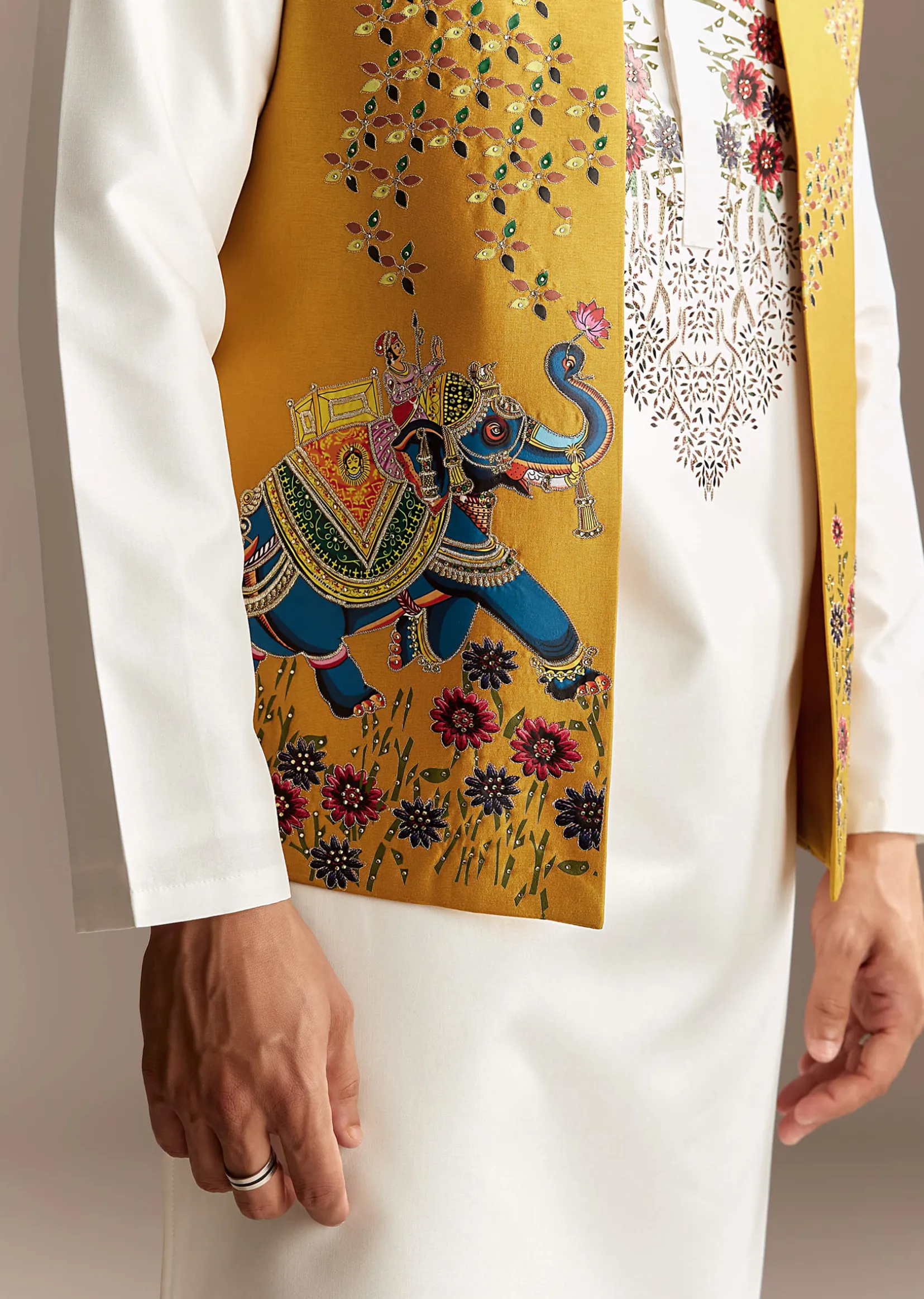 Sunshine Yellow Cutwork Kurta Jacket Set