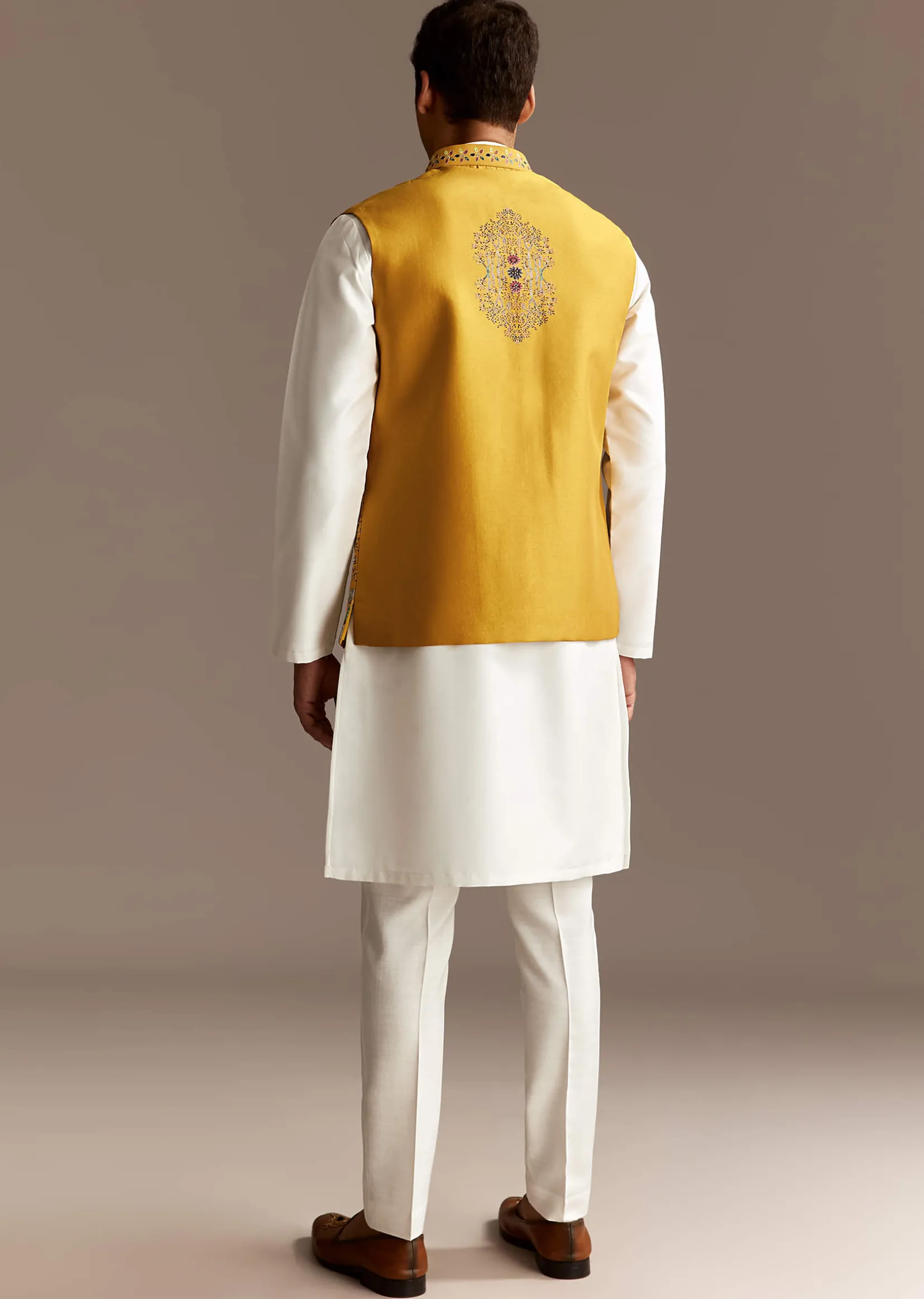 Sunshine Yellow Cutwork Kurta Jacket Set
