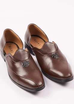 Tan Brown Glossy Juttis For Men
