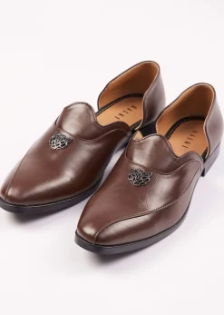 Tan Brown Glossy Juttis For Men