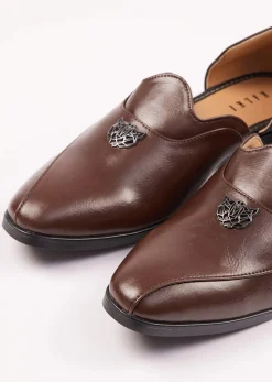 Tan Brown Glossy Juttis For Men