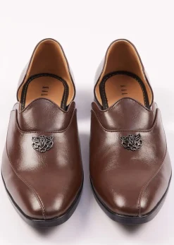 Tan Brown Glossy Juttis For Men