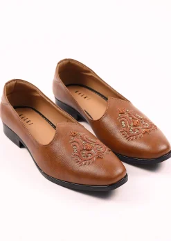 Tan Brown Jutti With Handwork
