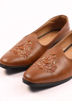 Tan Brown Jutti With Handwork