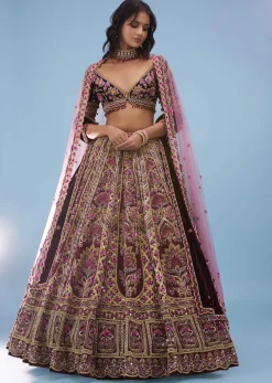Tara Sutaria Accentuating Kalki Bridal Couture, Blood Red Heavily Embroidered Florid Lehenga Set - Noor 2022