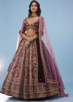 Tara Sutaria Accentuating Kalki Bridal Couture, Blood Red Heavily Embroidered Florid Lehenga Set - Noor 2022
