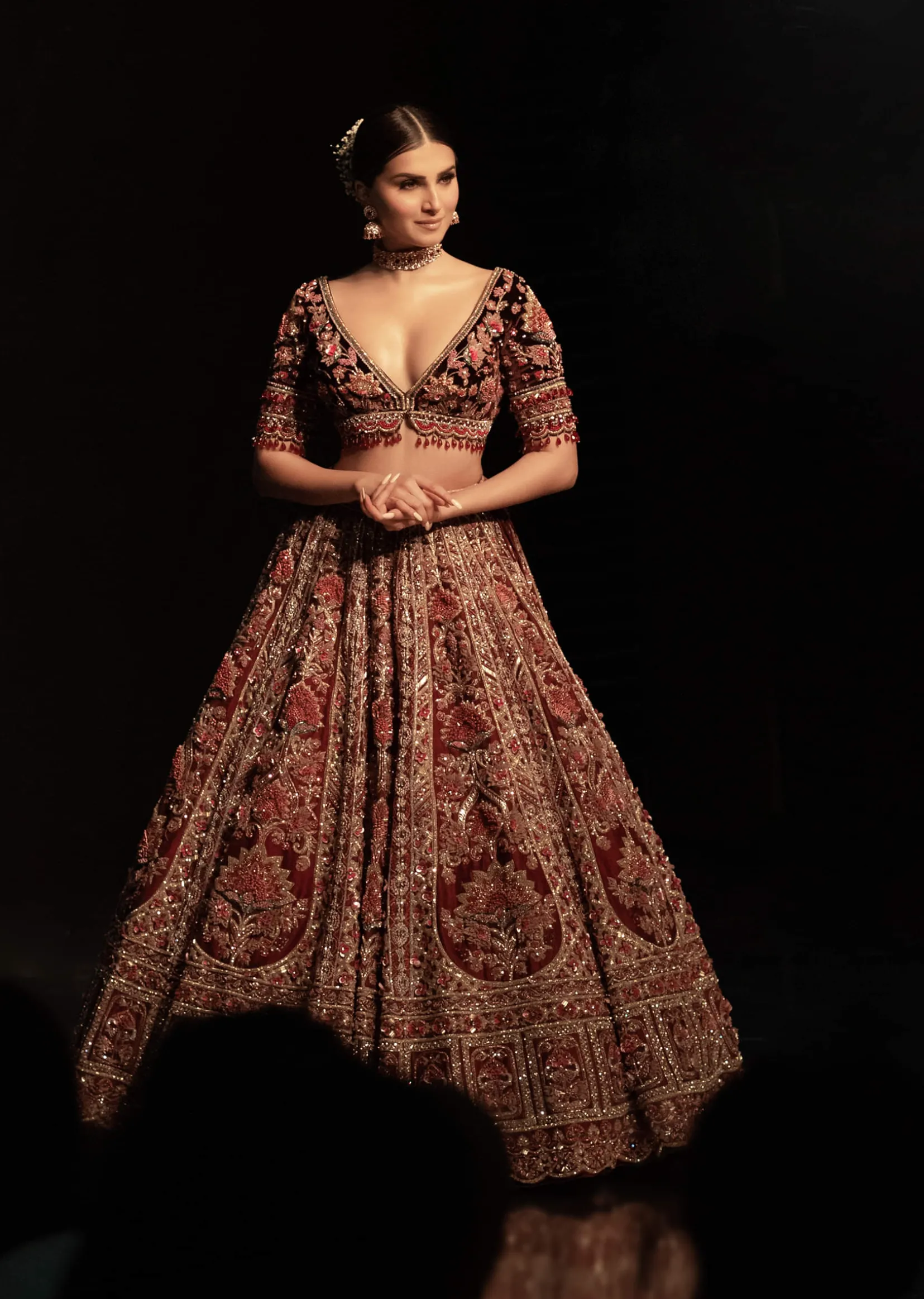 Tara Sutaria Blood Red Florid Lehenga Set - Noor 2022 Highlights Kalki Bridal Couture
