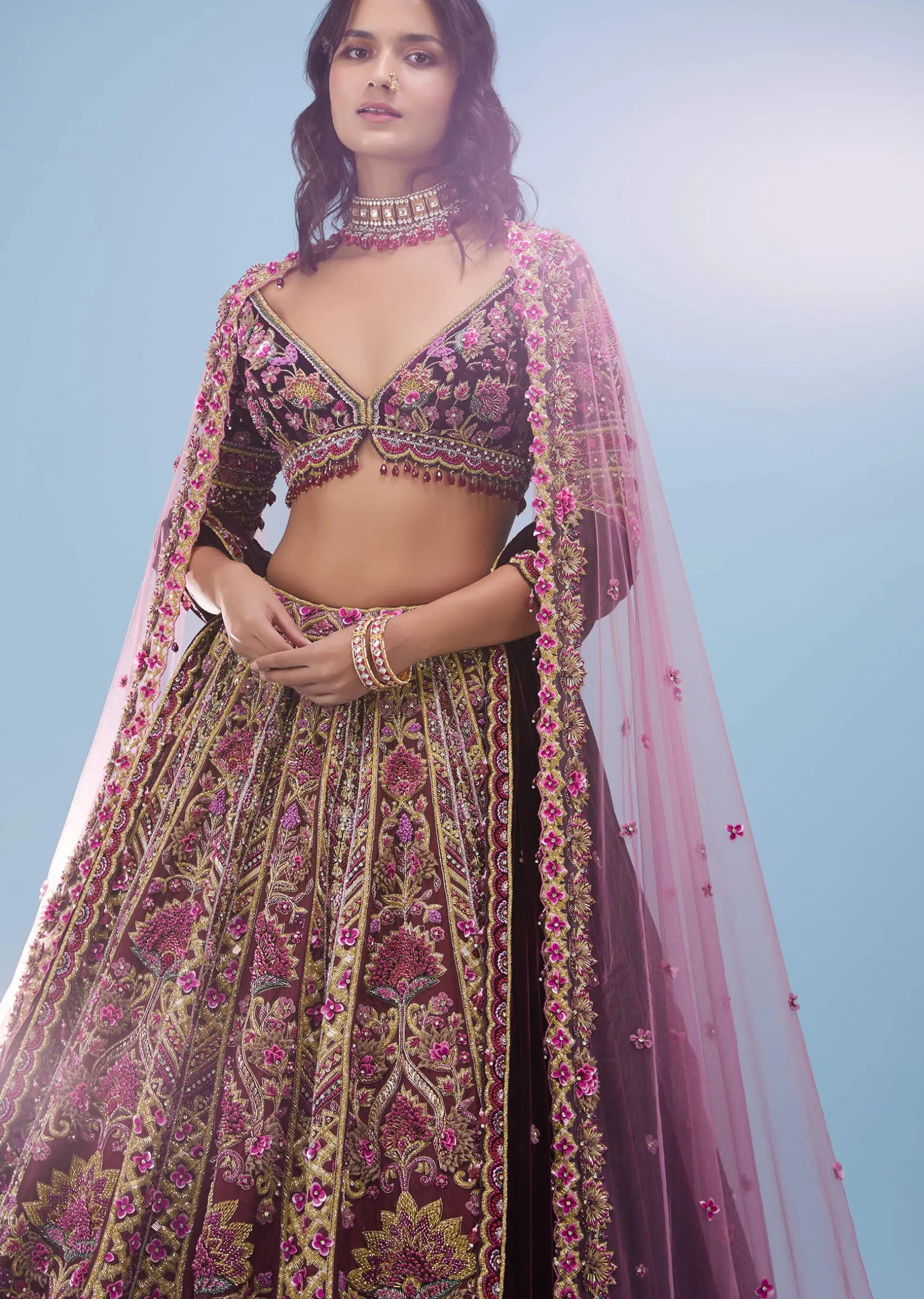Tara Sutaria Blood Red Florid Lehenga Set - Noor 2022 Highlights Kalki Bridal Couture