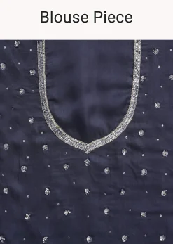 Teal Blue Sequins Saree With Scallop Embroidery Border