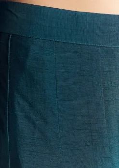 Teal Blue Silk Palazzo Suit With Moti Accents