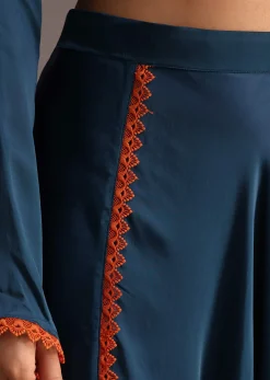 Teal Resham Work Kurti And Bohemian Dhoti