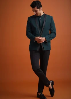 Teal Tuxedo And Trouser Set
