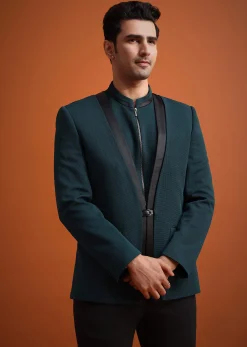 Teal Tuxedo And Trouser Set