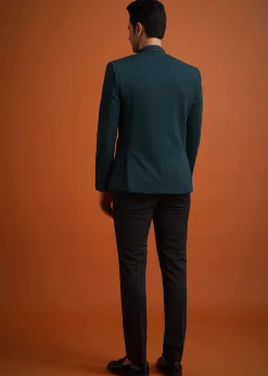 Teal Tuxedo And Trouser Set