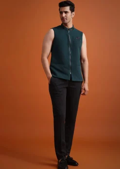 Teal Tuxedo And Trouser Set