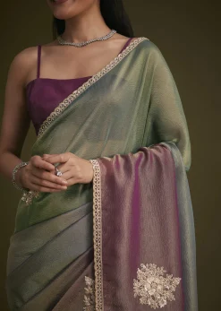 Triple Toned Tissue Sequins Saree