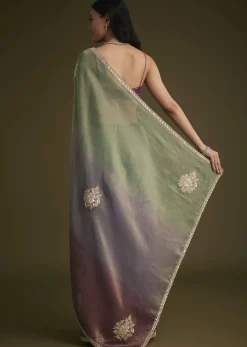 Triple Toned Tissue Sequins Saree