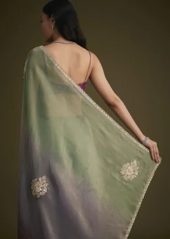 Triple Toned Tissue Sequins Saree