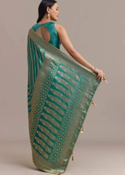 Turquoise Green Dola Silk Saree With Zari Weaving