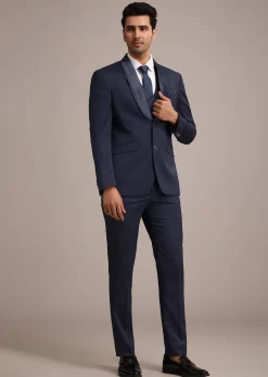 Tuxedo With Intricate Cut Work In Blue