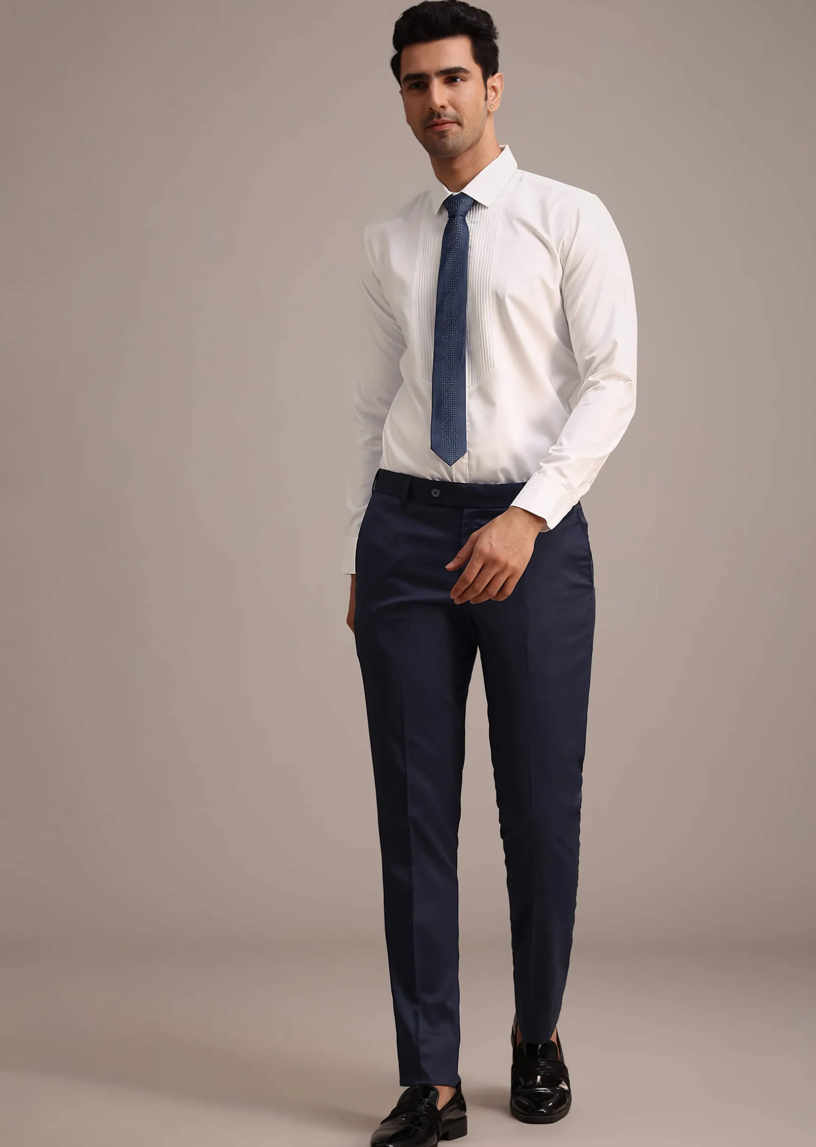 Tuxedo With Intricate Cut Work In Blue