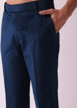 Velvet Blue Printed Indo Western Set
