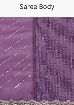 Violet Ombre Sequins Saree With Scallop Border