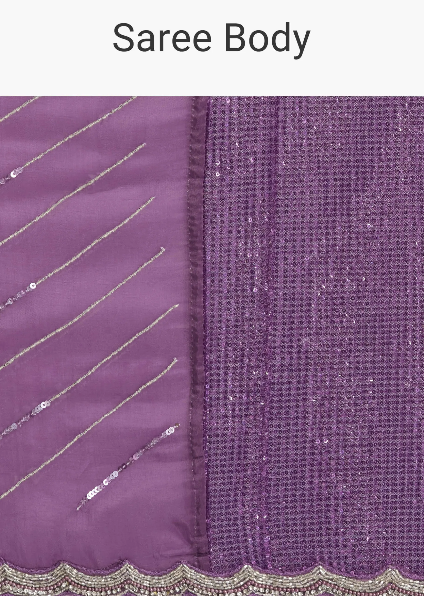 Violet Ombre Sequins Saree With Scallop Border