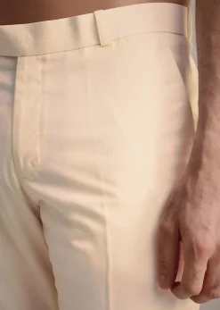 White And Cream Printed Silk Jodhpuri Suit