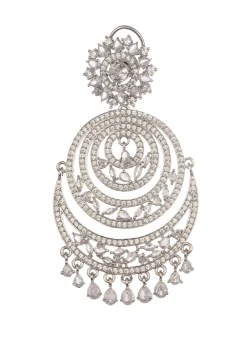 White And Silver Diamond Chandbalis In Mix Metal