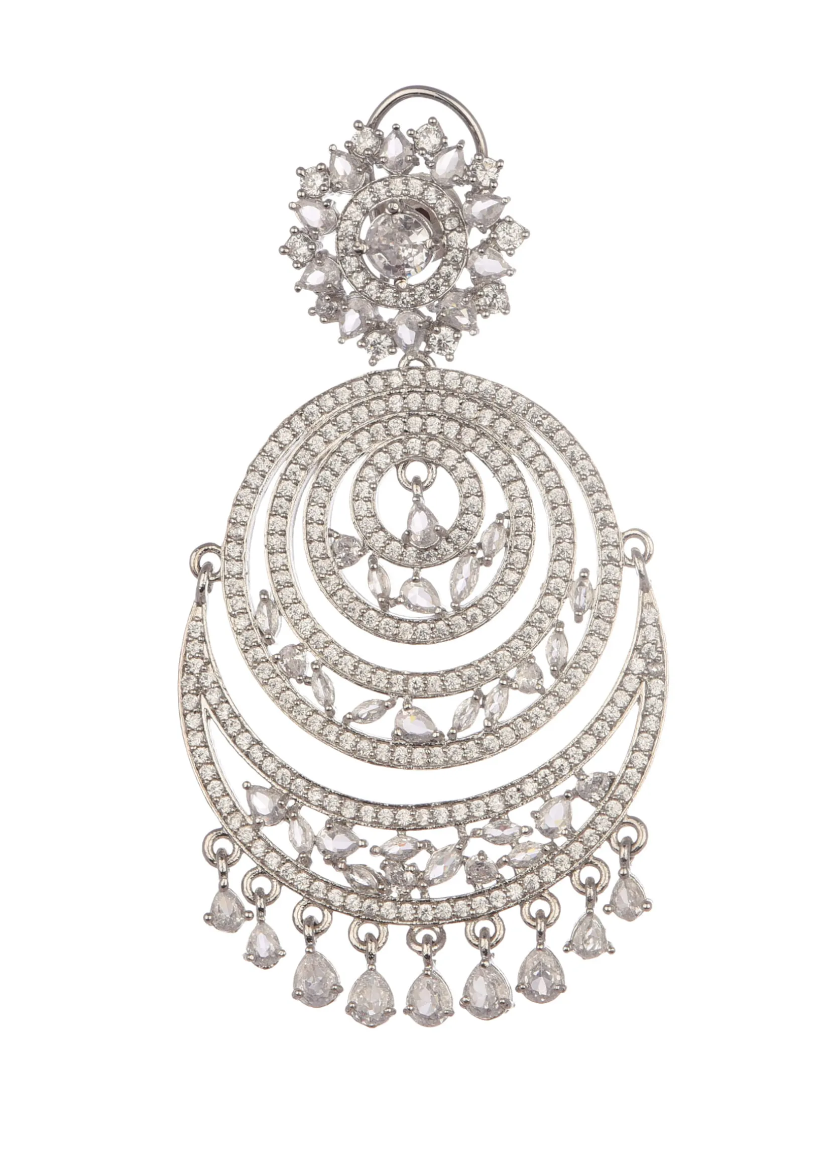 White And Silver Diamond Chandbalis In Mix Metal