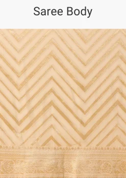 White Banarasi Khaddi Saree With Unstitched Blouse Fabric