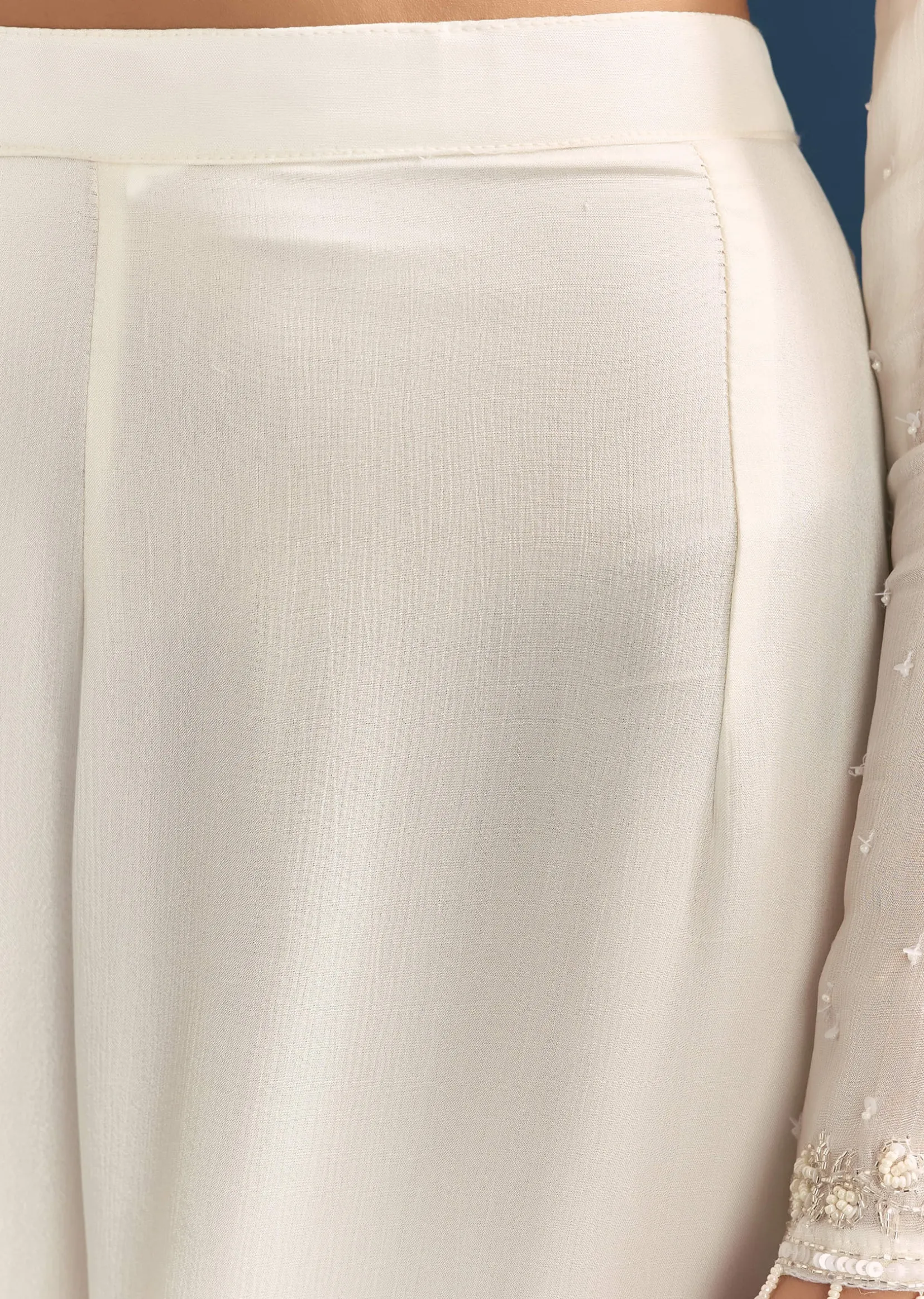 White Chinon Sharara Suit With Sequins Moti And Cut Dana Detailing
