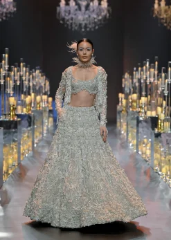 White Crystal Embellished Lehenga Set