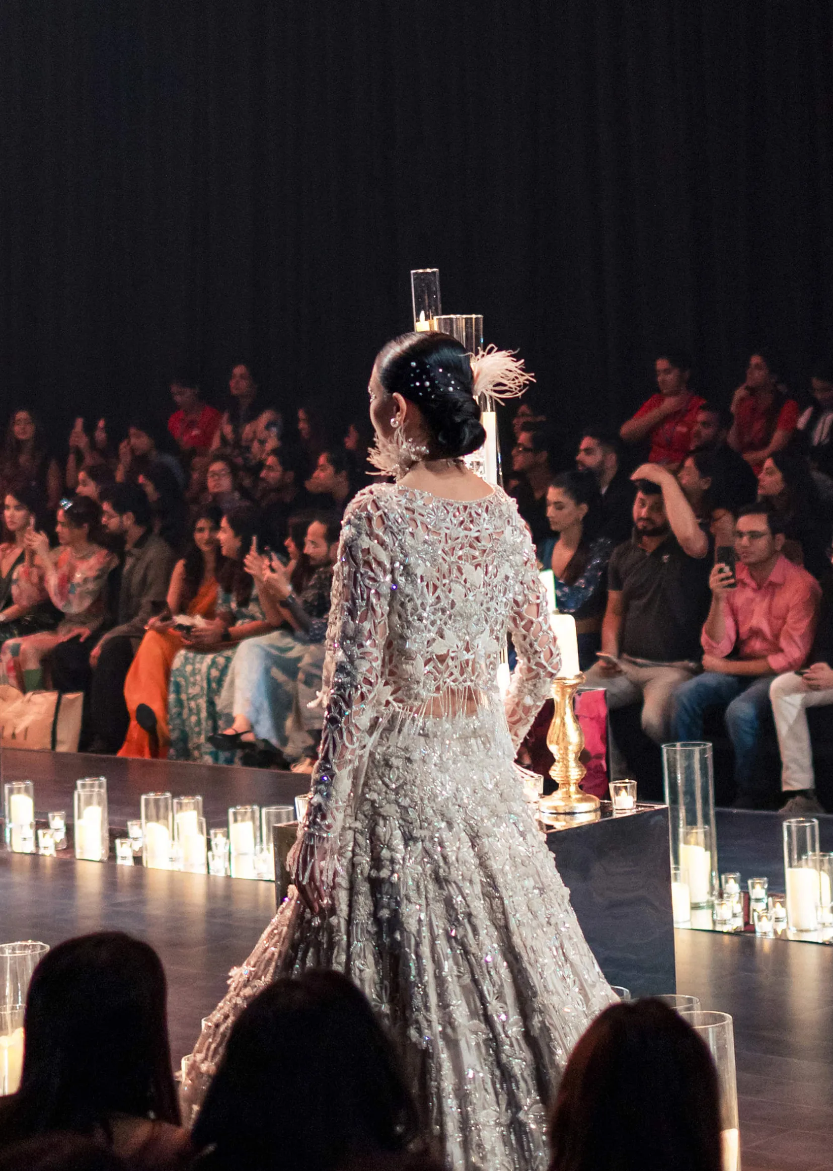 White Crystal Embellished Lehenga Set