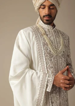 White Elegance Sherwani Set For Grooms