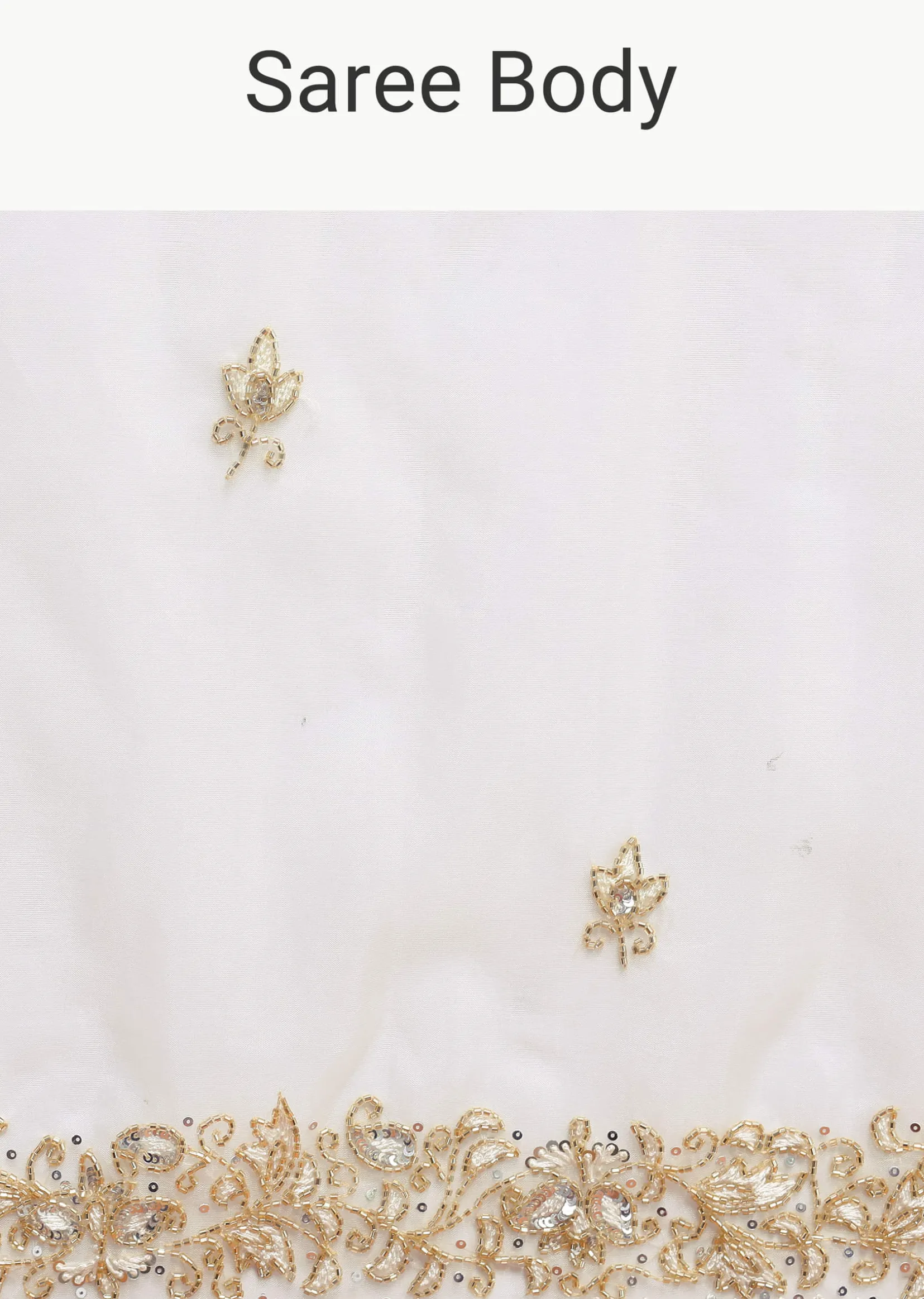 White Embroidered Border Saree With Unstitched Blouse