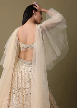 White Embroidered Lehenga And Blouse With Dupatta