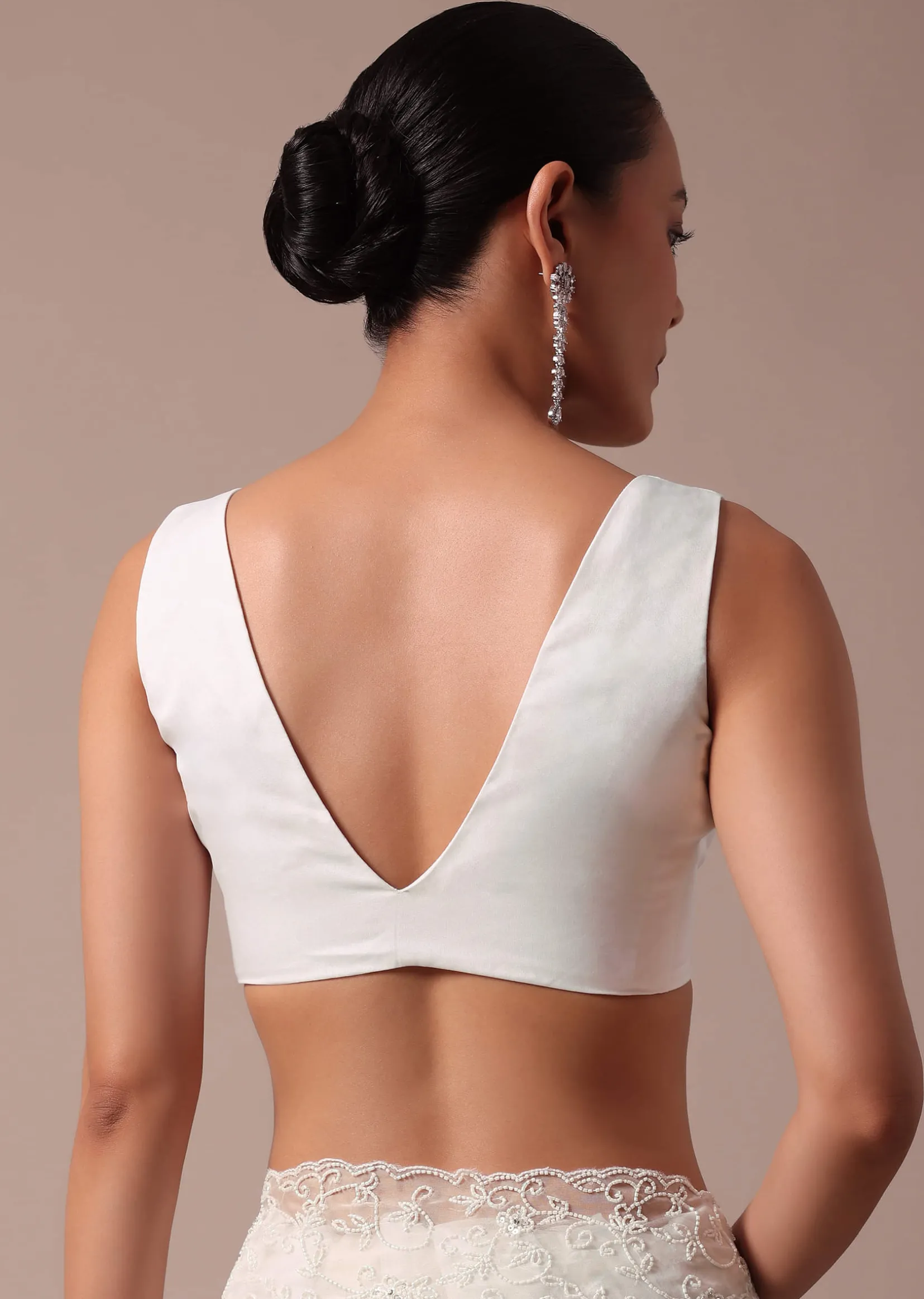 White Embroidered Organza Saree With Unstitched Blouse
