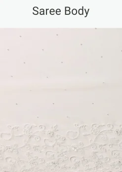 White Embroidered Organza Saree With Unstitched Blouse