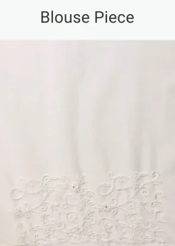 White Embroidered Organza Saree With Unstitched Blouse