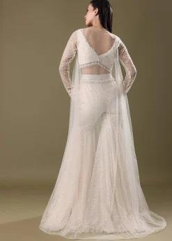 White Embroidered Sharara And Jacket