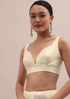 White Embroidered Tissue Saree With Unstitched Blouse