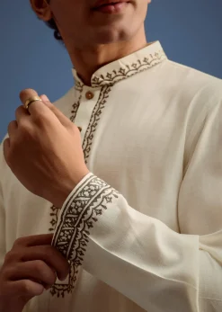 White Floral Block Printed Kurta Set