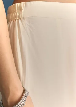White Georgette Peplum Kurta Sharara Set With Beads And Sequins
