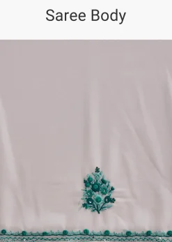 White Georgette Saree With Traditional Kashmiri Buds